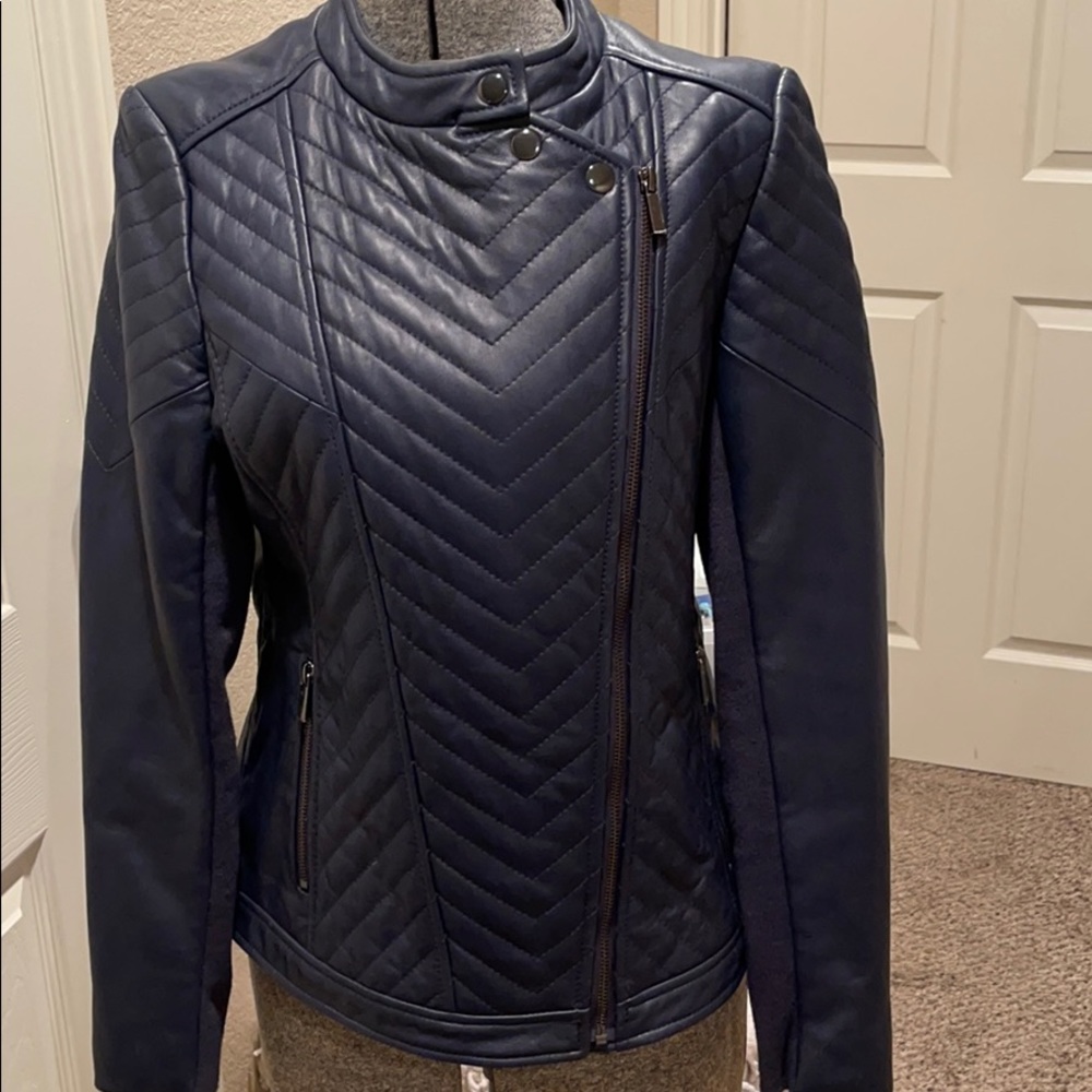 Badgley Mischka Leather Moto Jacket Size Small